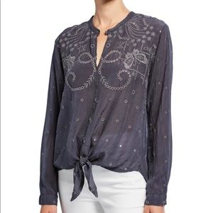 Johnny Was Naple front tie top with eyelet detail